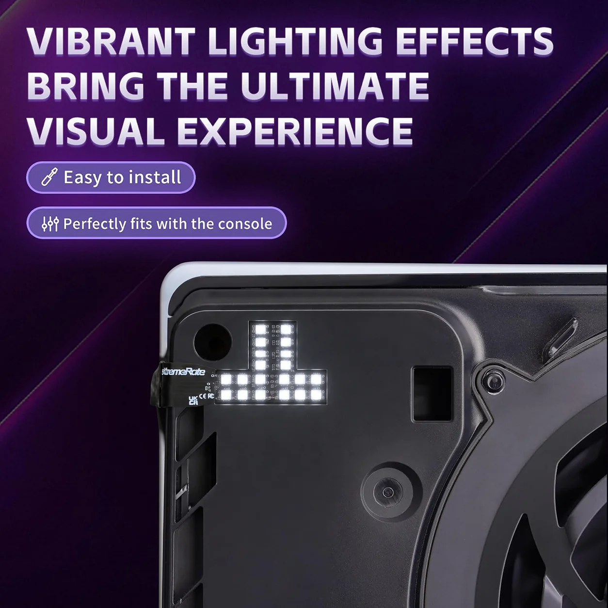 eXtremeRate for PS5 Slim/Pro Console RGB RAINBOW Logo LED Kit 7 Colors 40 Effects, Illuminated Decoration Logo LED