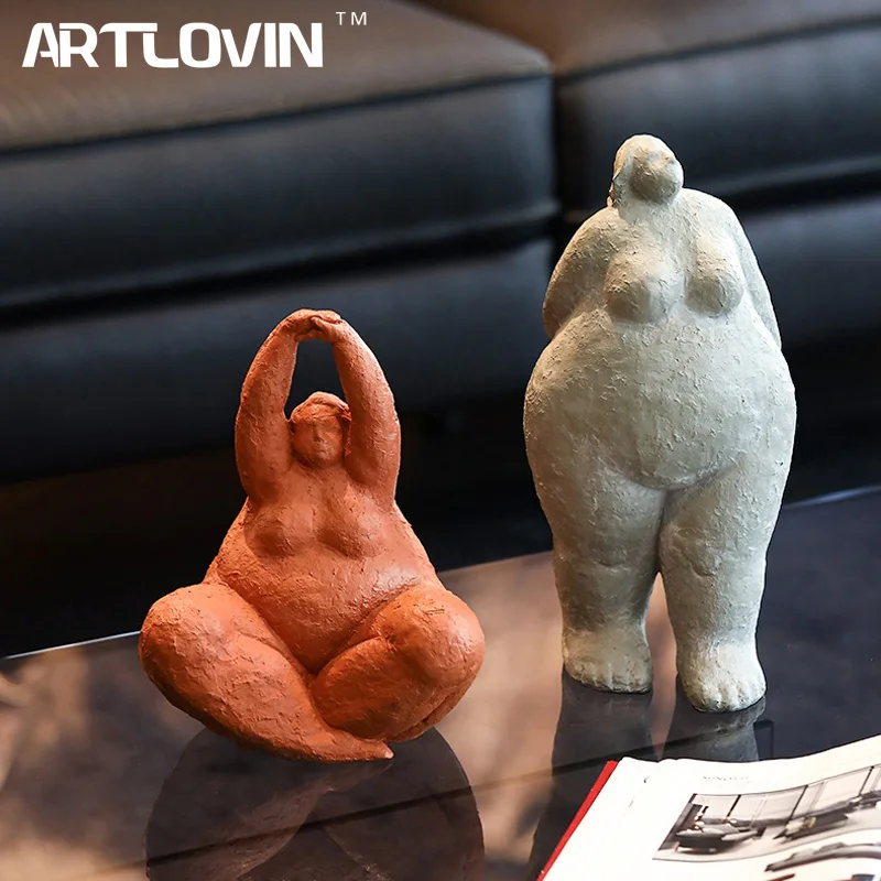 ARTLOVIN Abstract Fat Lady Figurines Vintage Woman Statue Tabletop