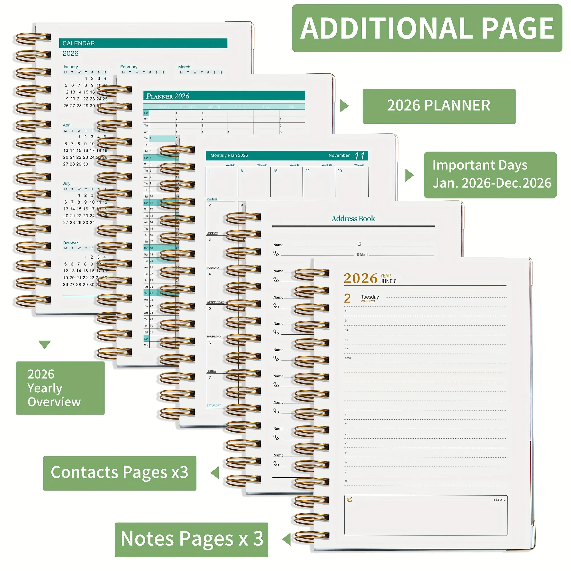 2026 Planner - 320 Pages - A Weekly And Monthly Organizer for 365 Days, And with Stickers, Featuring Double-Seam Binding