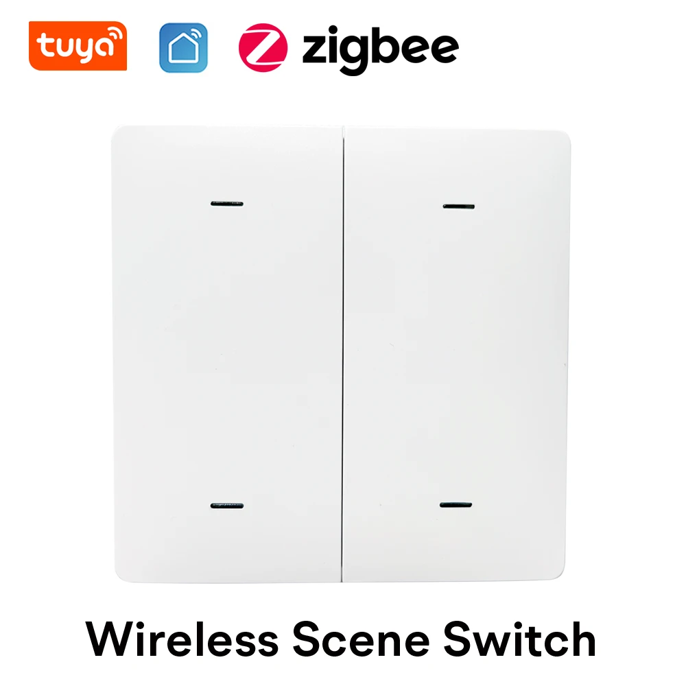 Беспроводной сценический переключатель Tuya ZigBee, 4-клавишная кнопка с дистанционным регулятором яркости для автоматизации умного дома,