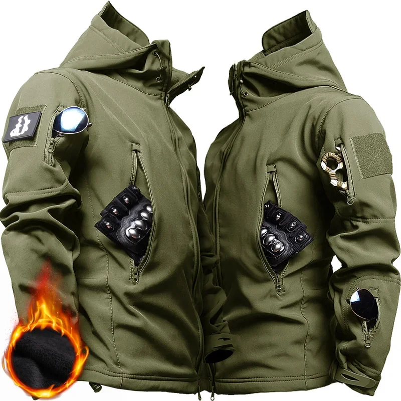 Instructor Training Kits Men Autumn Winter Windproof Warm Overalls Outdoor Hiking Hunting Multi-purpose Set Soft-shell Sharkskin 6