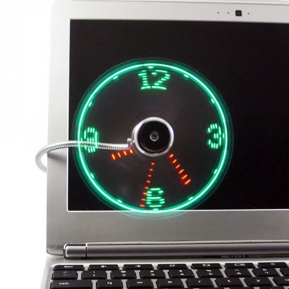 USB Smart Clock LED Fan Low Noise Auto Memory Foldable Bright Digital Clock Fan High Speed Laptop PC Computer Accessories
