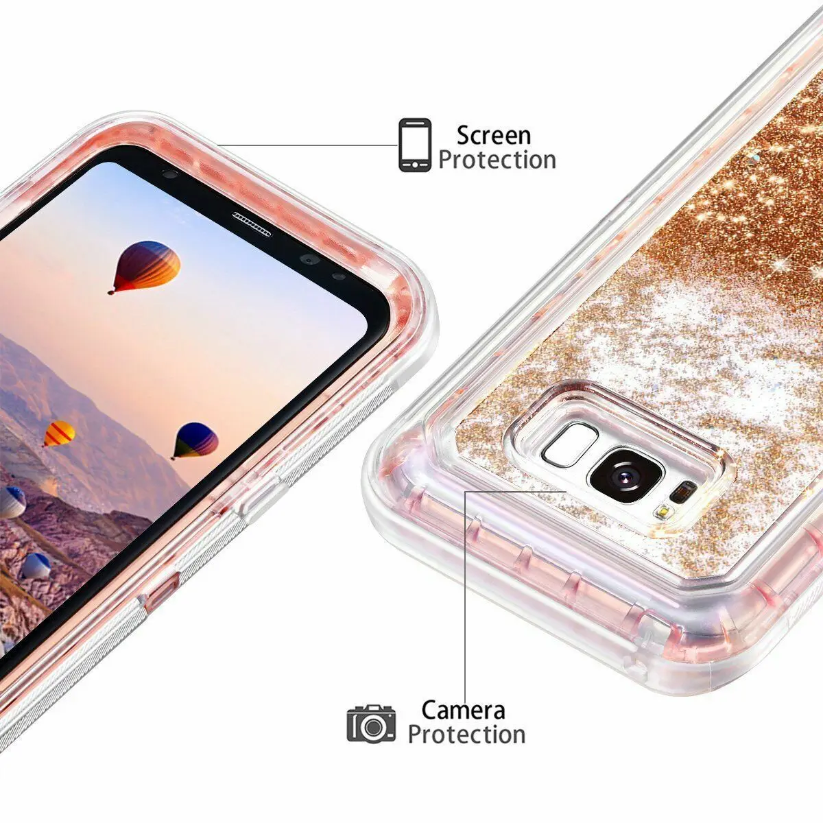 Capa de Telefone à Prova de Choque para Samsung Capa Dura 3d Liquid Glitter ao ar Livre Galaxy S10 S20 S21 S10 Plus S22 Mais S23 Ultra - Image 2