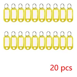 100 PCS Multi-Color Plastic Keychain Tags with Writable Labels (20 pcs yellow)