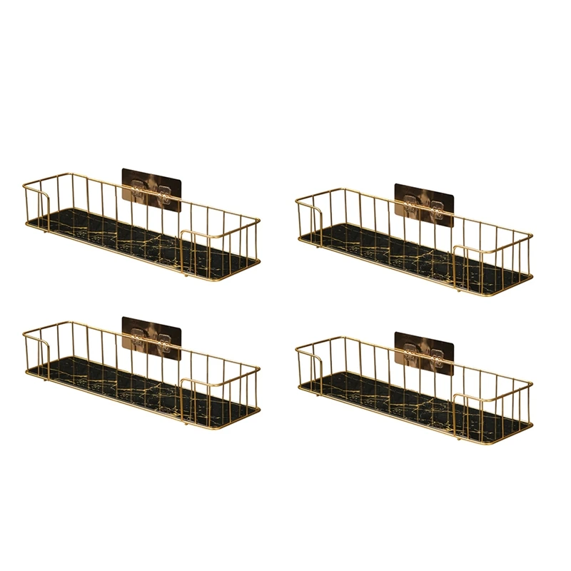 

Роскошная полка для ванной комнаты без сверления железная настенная полка с мраморной стеклянной тарелкой стойка для хранения макияжа для ванной комнаты