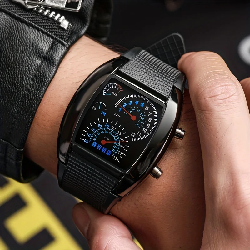 Men's LED Aviation-Style Sports Watch - Square Face, Slim Design, Ideal Gift 2