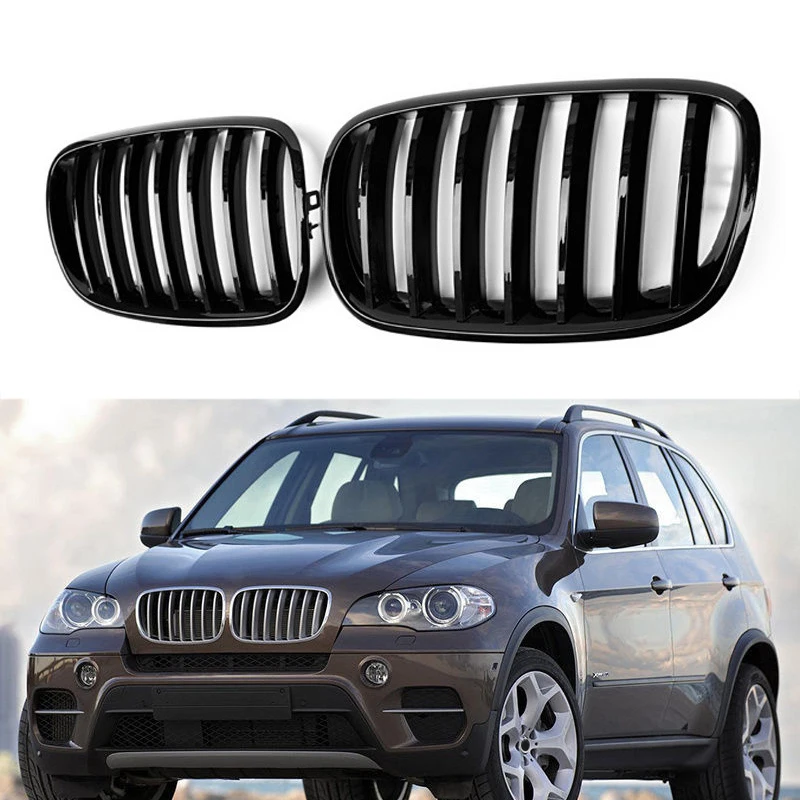 

A Pair Gloss Black Single Slat Kidney Grill Grille Front Bumper Grill For BMW E70 E71 E72 X5 X6 2007-2013 Car Accessories