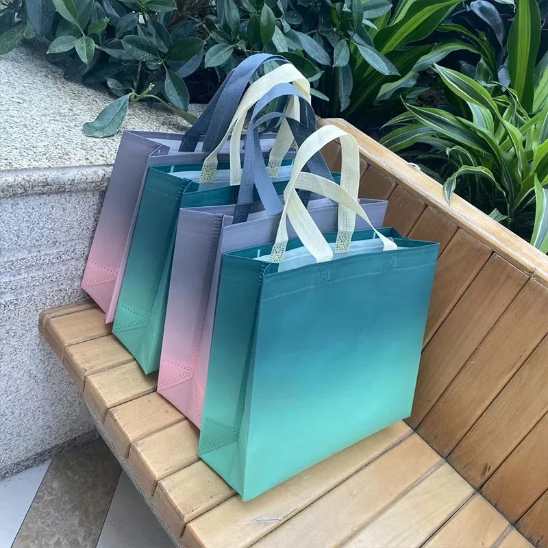 10pcs Non-woven Fabric Portable Bags Clothing Store Shop Color High Grade Packing Bag Women's Wear Gift Fashion Handle Storage 3