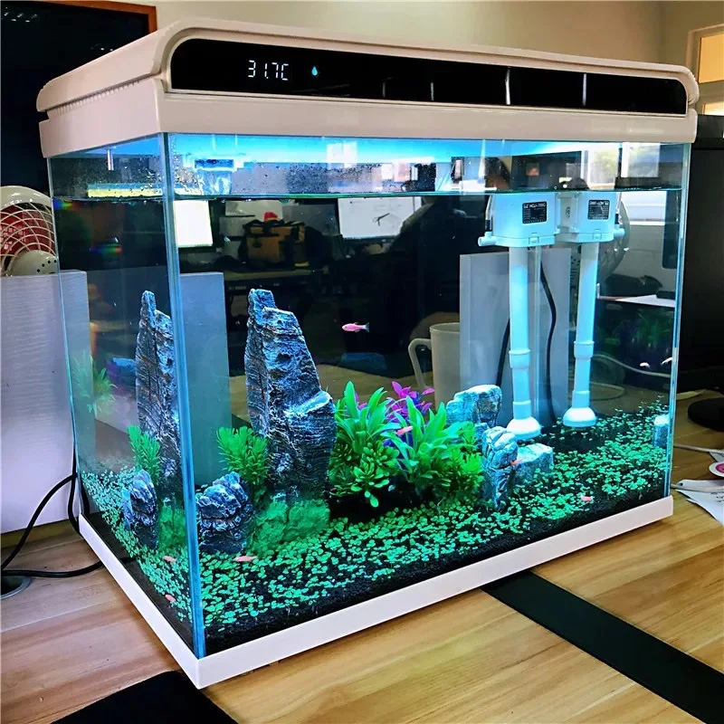 

Glass Bowl Aquarium Fish Tank Living Room Vivarium Small Box Aquarium Fish Tank Office Home Desktop Peceras Fish Products