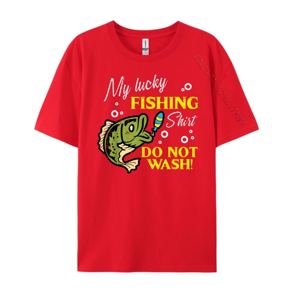 My Lucky Fishing Shirt Do 100% Cotton T-shirts Gift Idea Short Sleeve Letter Tops & Tees Loose Labor Day O-Neck Tshirts Outdoor My Lucky Fishing Shirt Do Not Wash Funny Men Women Kids Boys red
