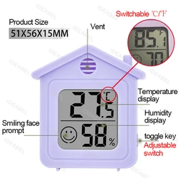 Compact LCD Digital Thermometer & Hygrometer for Indoor Temperature and Humidity Monitoring (Type 7)