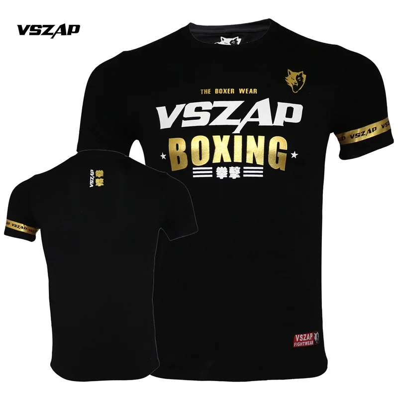 VSZAP Muay Thai Fighting Black Boxing T-shirt, MMA, Bjj, Martial Arts, Fitness Training Shirt, New