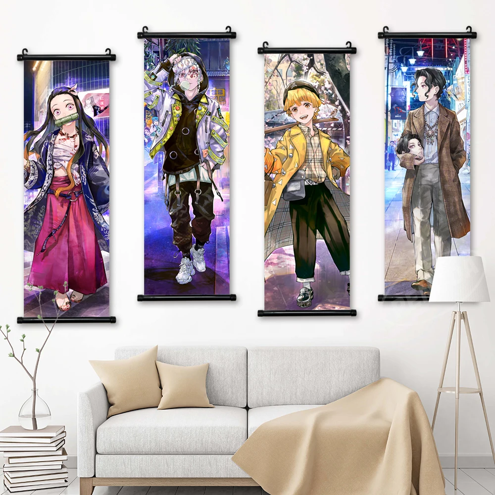 

Canvas Wall Anime Art Prints Painting Demon Slayer Hanging Scrolls Janpan Posters Kamado Nezuko Home Decor Living Room Pictures