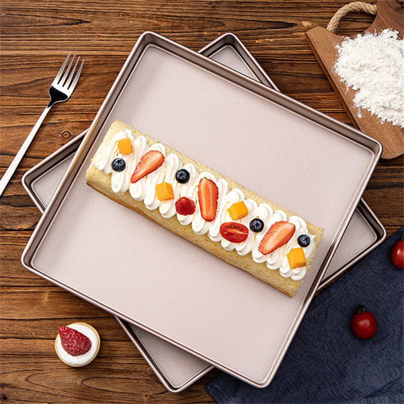 Baking Pan Bread Mold Bread Baking Pan 28cm Square Thicken Carbon Steel Bread Baking Pan Household Non-Stick Biscuits Pie Pizza Bread Tray Cake Mold Bakeware Tools