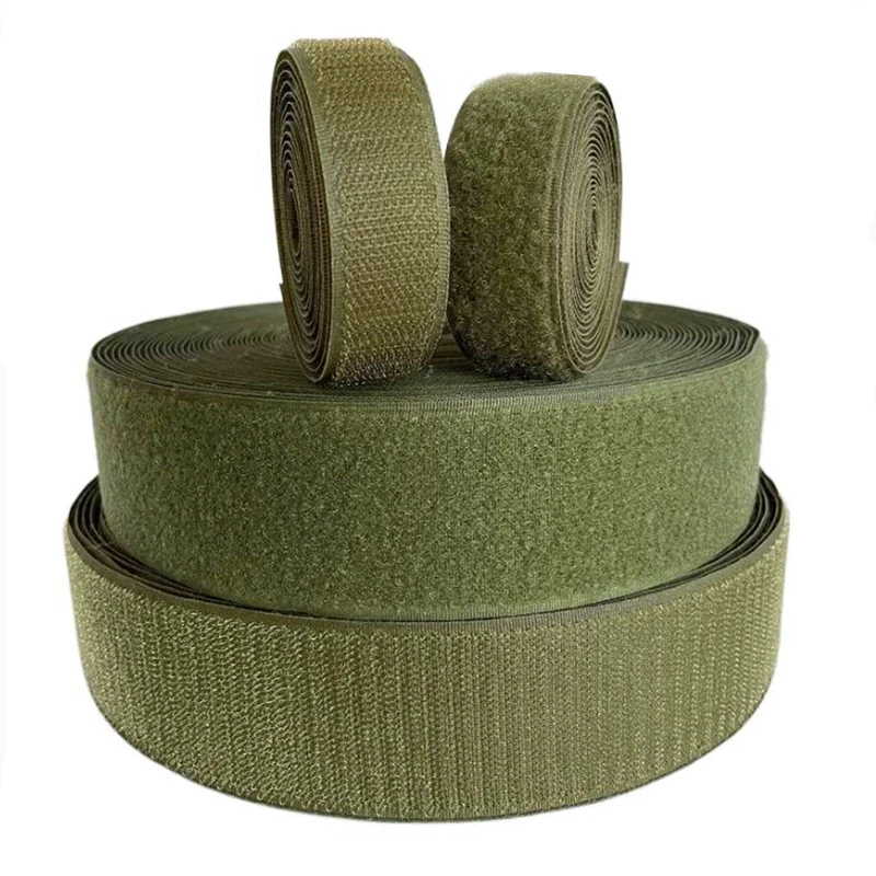 

5m/25m Length Army Green Hook Loop Fastener Tape Magic Strap for Bag Cloth Shose Patch Stickers DIY Sewing Accessories 2-5cm W