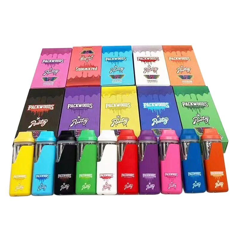 10Pcs Runtz X Packwoods Vape Pen E Sigarette Vuoto Carrelli Per Olio Denso Dispositivo Pod Caricatore Usb Ricaricabile Inferiore Con Imballaggio In Sc