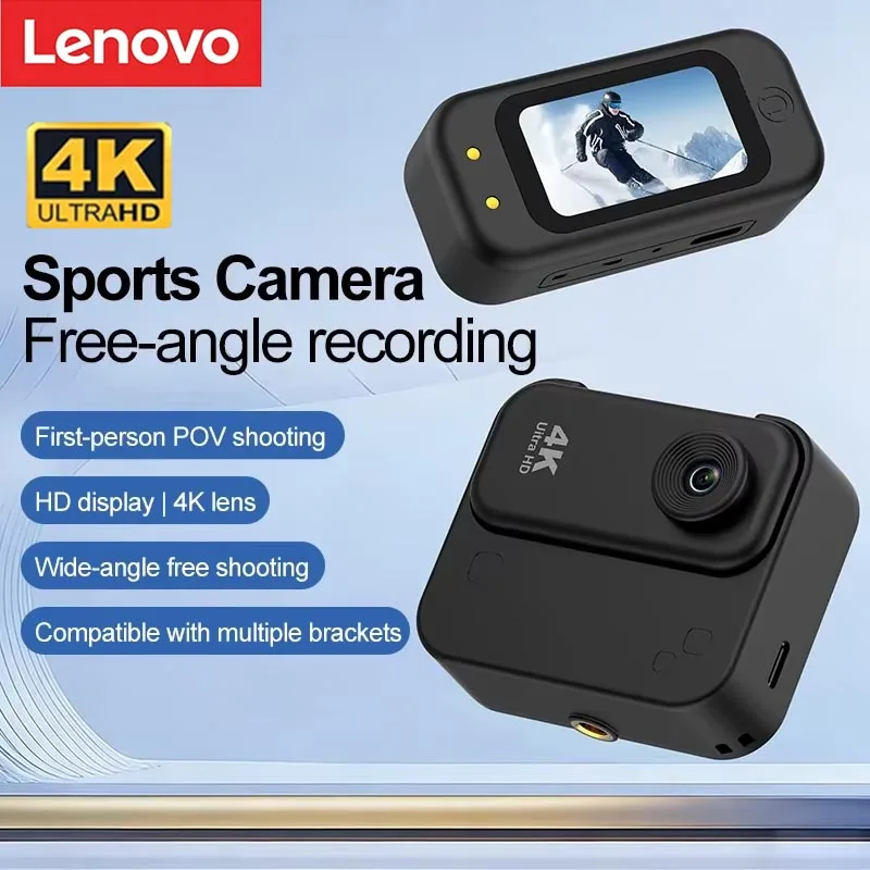 Lenovo 4K Thumb Camera Ultra-HD Action Camera Vlogging Image Stabilization First-Person View Cycling Chest-Mounted Camera