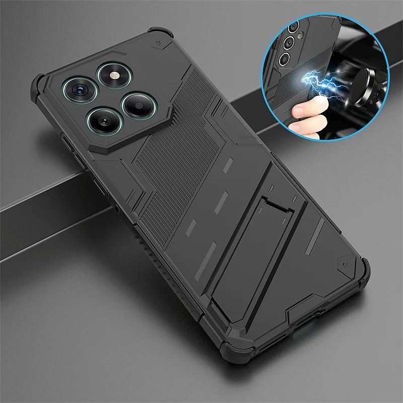Motorola Edge 60 Fusion 5G Shockproof Armor Phone Case with Kickstand & Magnetic Car Holder Back Cover
