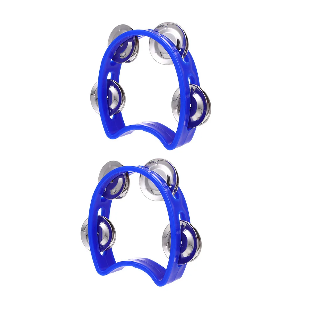 

2 Pcs Flower Bell Circle Four Handheld Music Toys Crank Kids Handbells Metal Party Shaking Percussion Baby for