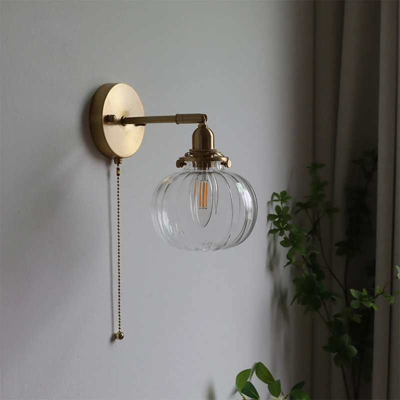 IWHD Pull Chain Nordic Modern Wall Lamp Sconce Beside Bedroom Bathroom Mirror Stair Light Glass Ball Wandlamp Luminaira Lighting led wall lamp wall sconces light wall lamp