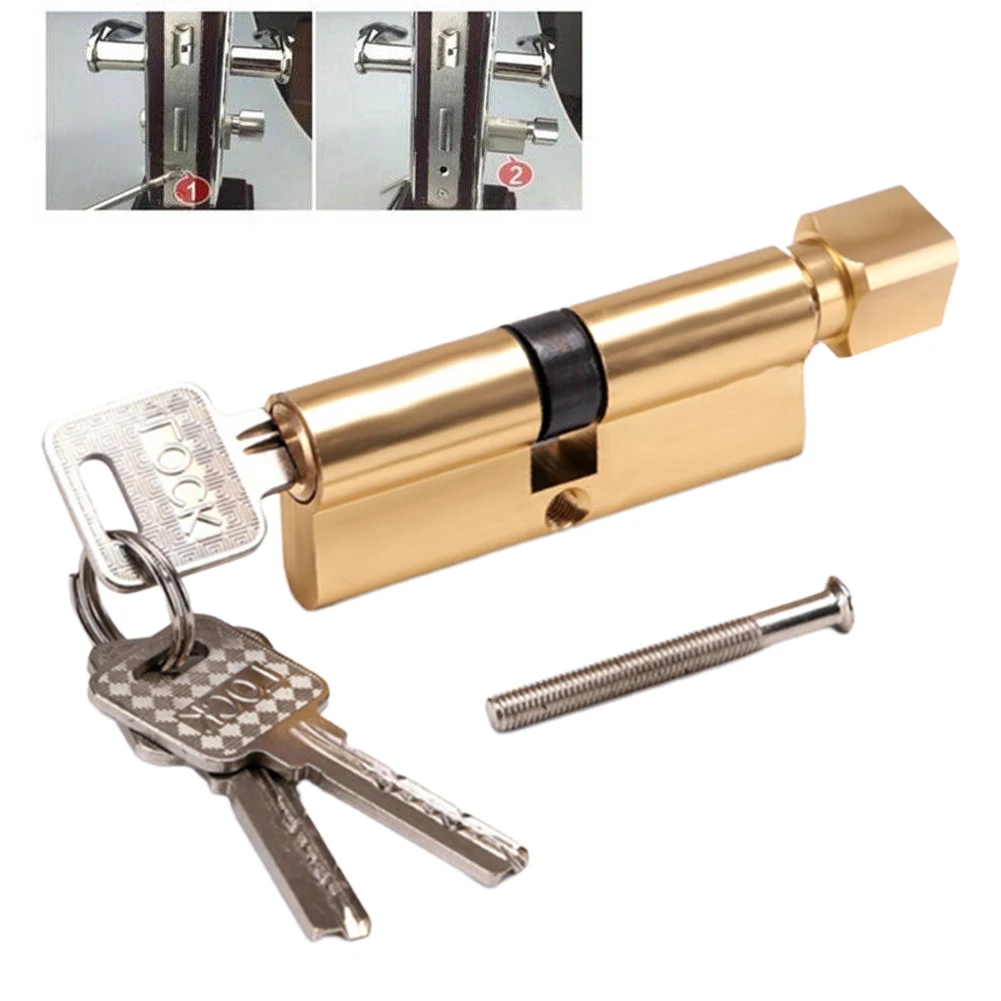 

1pcs Lock Cylinder With 3pcs Keys Universal Small 70 Lock Cylinder Indoor Wooden Door Lock Cylinder Home Improvement Hardware