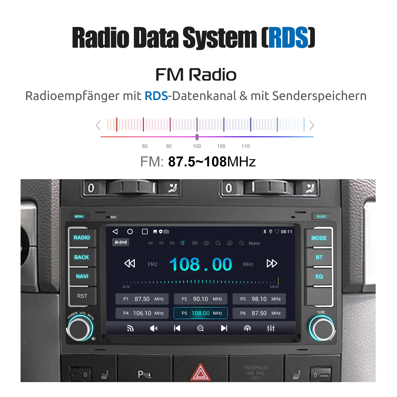 Für VW Touareg Transporter T5 Multivan 2003-2015 7" HD Touchscreen Autoradio Multimedia Video Player CarPlay Android 13 64G GPS Navigation WIFI FM RDS – Detail 15