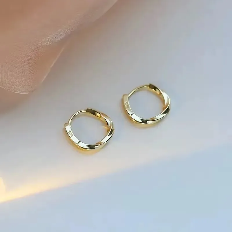 925 Sterling Silver Round Stud Earrings for Women Simple