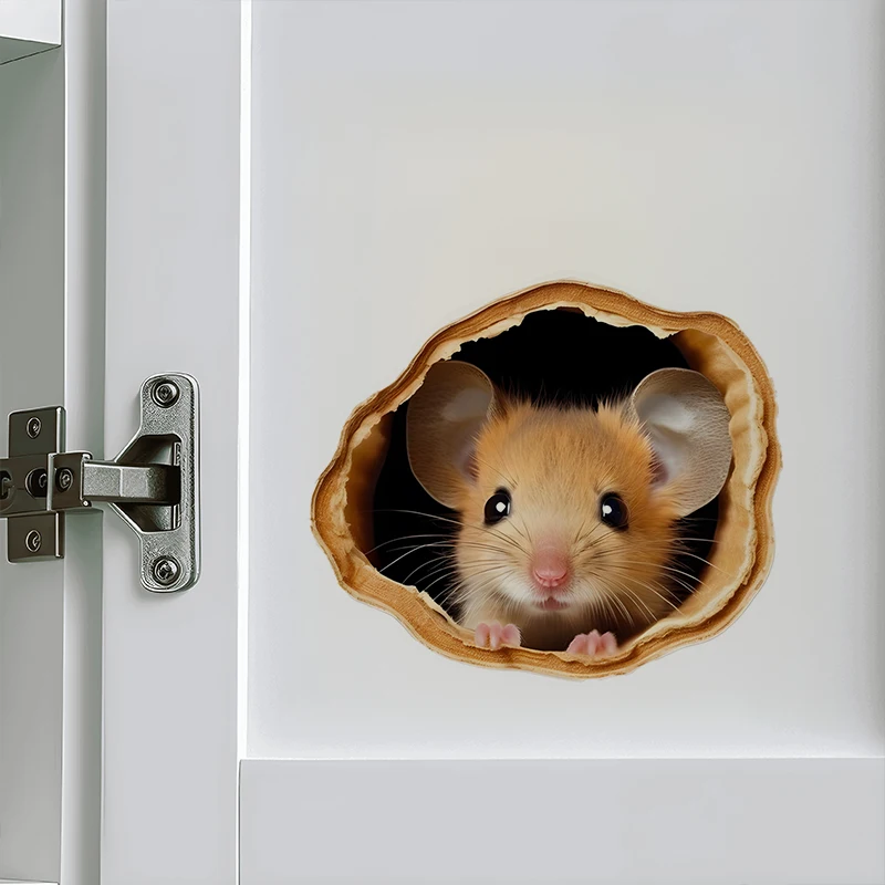 Mouse in Hole Wall Sticker Water-proof