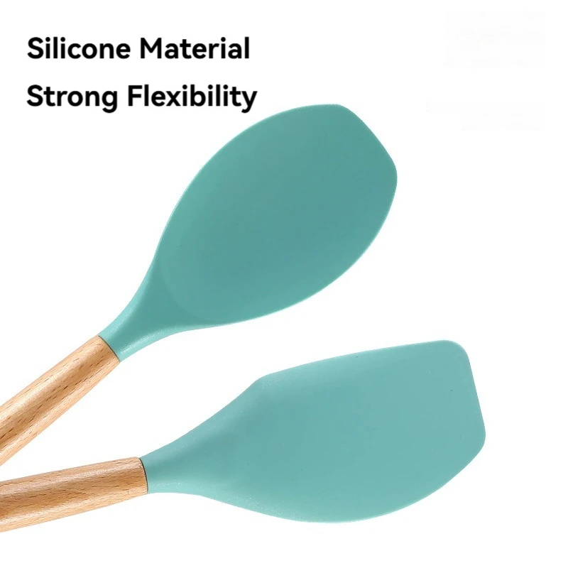 Kitchen utensils 12PCS Silicone Kitchenware Non-Stick Cookware Kitchen Utensils Set Spatula Shovel Egg Beaters Wooden Handle Cooking Tool Set
