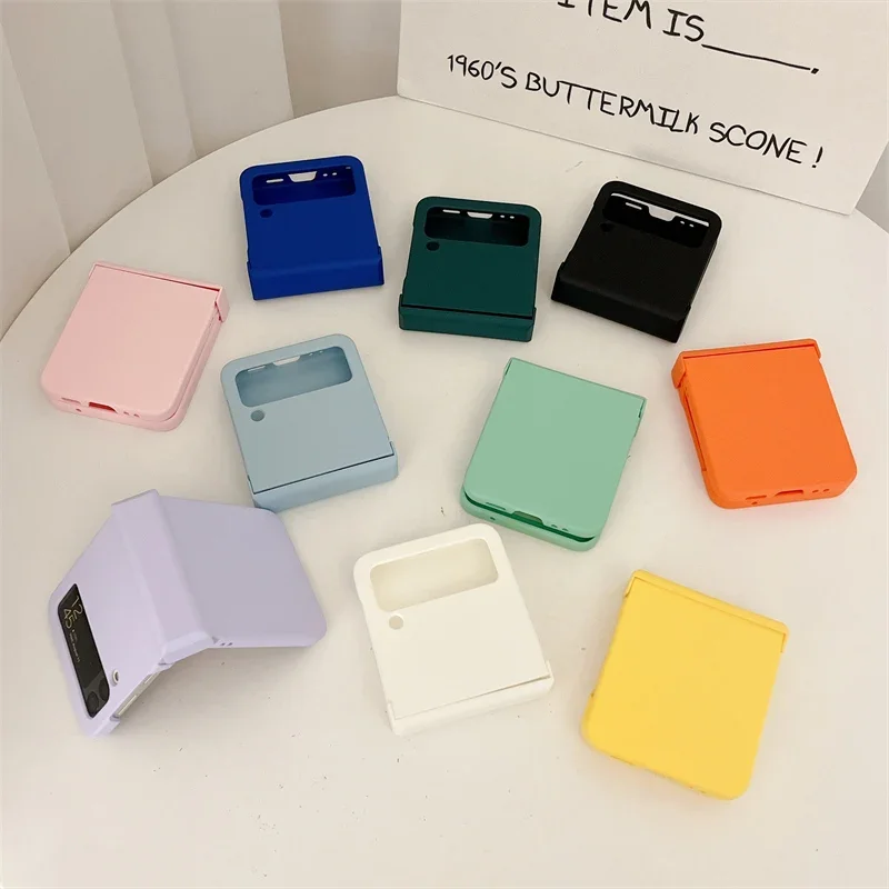 Candy Color Phone Case For Samsung Galaxy Z Flip 5 4 3 5G Hinge Plastic Back Cover