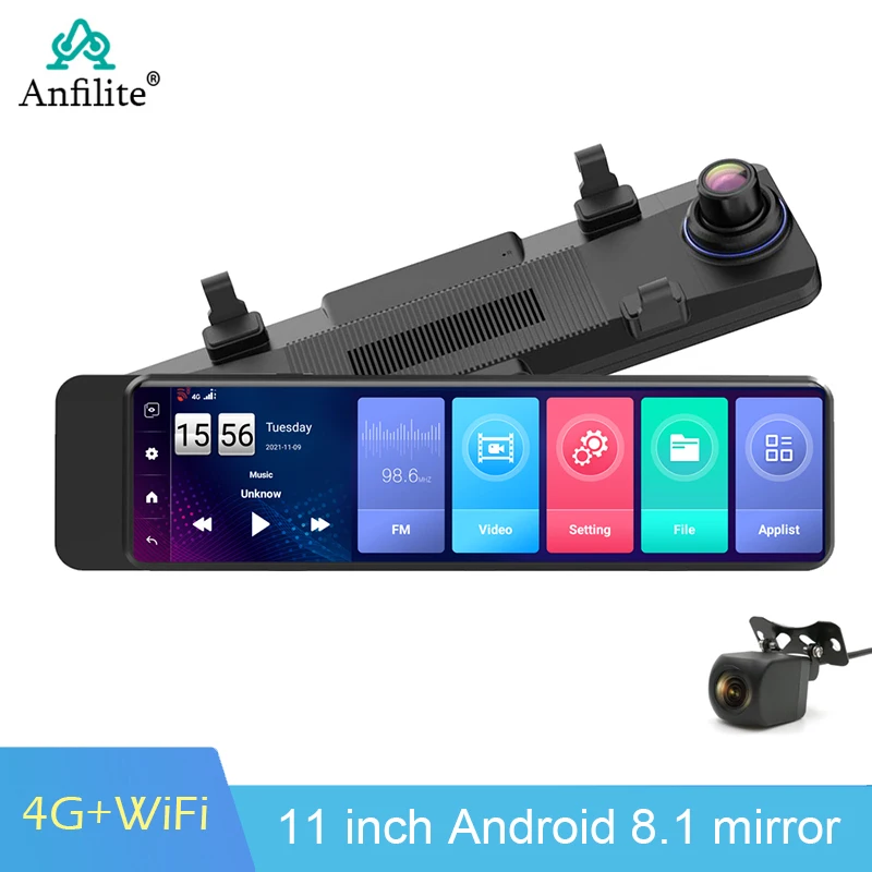 11 inch Android 8.1 Rearview Mirror Dash Camera Car DVR Triple Screen Dash Cam 2GB+32GB GPS Navigation Dual lens video Recorder