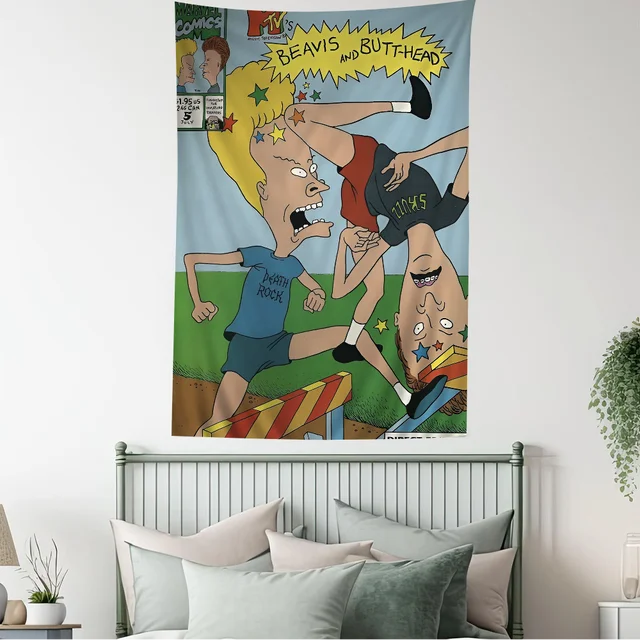 Tapisserie de dessin animé Anime Beavis et Butthead, décoration murale, décoration de la maison 4