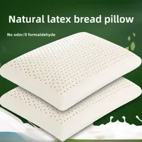 Natural latex bread pillow for men and women with high and thick neck protection, Thai rubber pillow core, long flat pillow 1