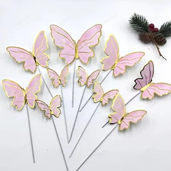 Purple Pink Butterfly Cake Topper - Elegant Birthday & Wedding Decoration (10pcs Pink 2)