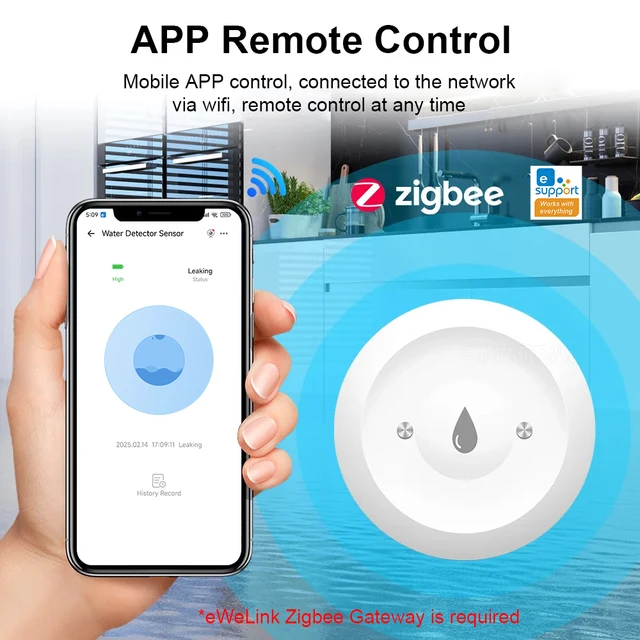 ZigBee Water Detect Sensor Alarm Water Sensor Leak Detector Flood Water Leakage Alarm APP Control Work With Zigbee Gateway 3