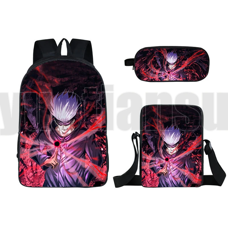 

New Mochila Jujutsu Kaisen Backpack Men Zipper Rucksacks Notebook Shoulder Bag Schoolbag Pencil Case Sac A Dos Women Travelbags