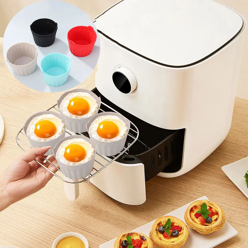 1/6pcs Air Fryer Baking Mold Food Grade Silicone Mold Cup, Non-stick Air Fryer Suitable for Cupcakes, Muffins, Eggs and Desserts
