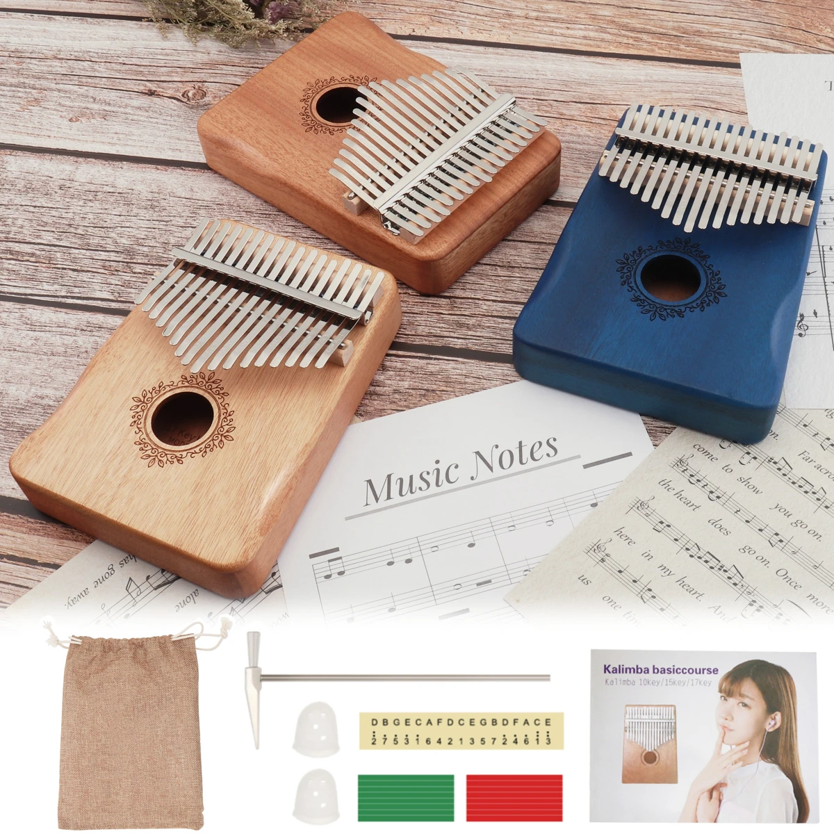 

Mini Kalimba Thumb Piano 17 Keys Mahogany Wood Portable Finger Piano Musical Instruments Christmas Gift for Kids Beginner