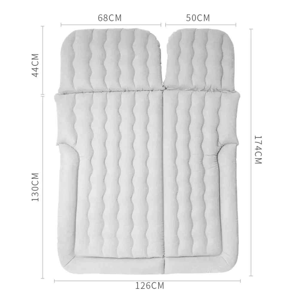 Car Air Mattress SUV Truck Bed Air Mattress with Pump Pillow Storage Bag Inflatable Flocking for Camping Travel Gray