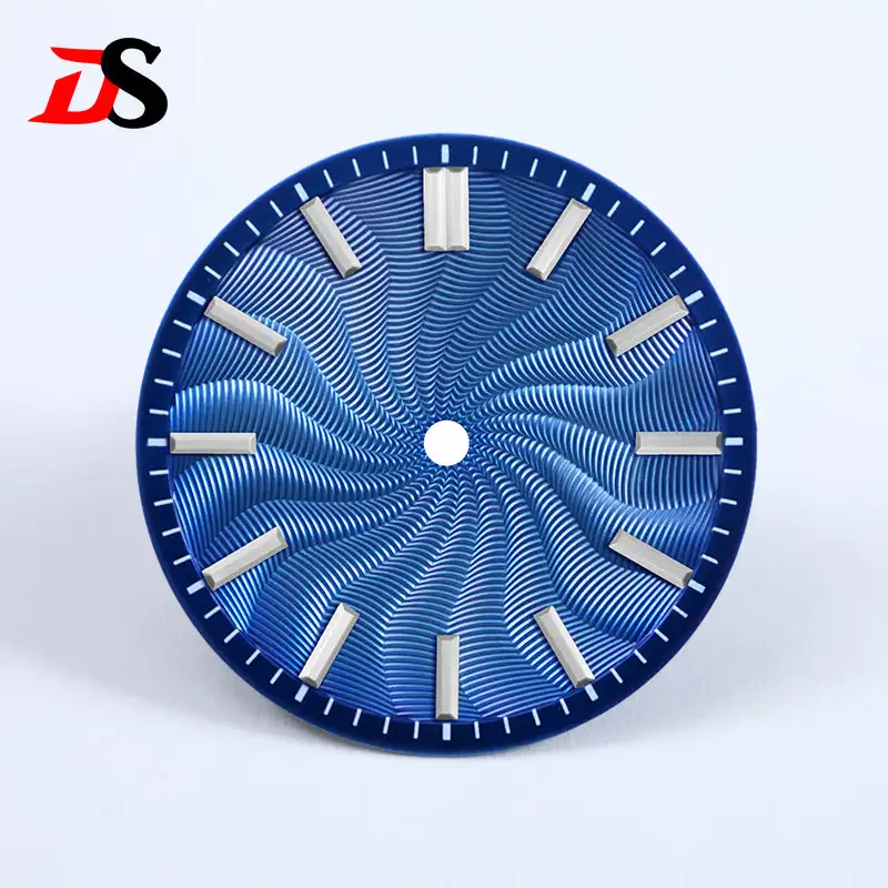 Enhanced Sterling Guilloche Watch Dial - Ice Blue & Smoky Purple, 28.5mm