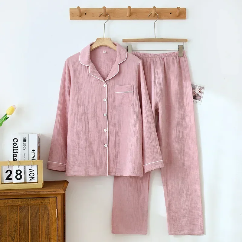 

Couples Pajamas Sets for Spring and Autumn Newest Long Sleeved Homewear Men's and Women's Cotton Loose Size Homewear Set