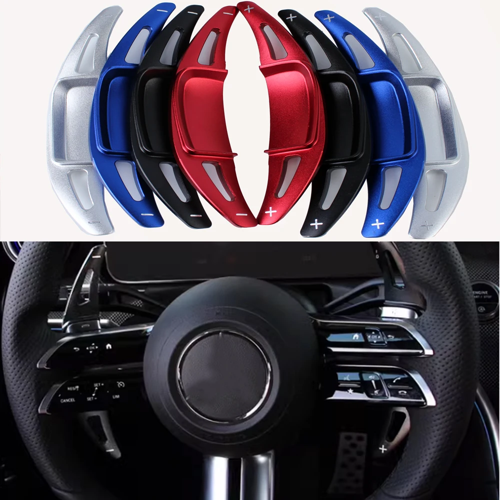 Schaltwippen Für Mercedes 2022-2024 A/B/C/E-Klasse - Aluminium Lenkrad Paddles Silber