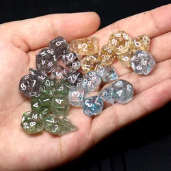 Premium Mini Acrylic Gold Foil Polyhedral Dice Set - 28 Piece RPG Gaming Collection (MULTI)