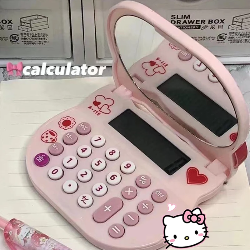 헬로 키티 학생 계산기, 휴대용 클램셸, 태양열 학습, 사무용품, 전자 가정 재무 회계 도구, 귀여운