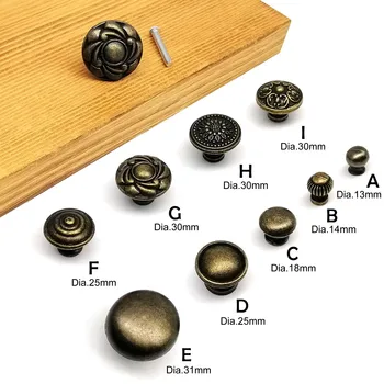 Vintage Brass Round Cabinet Knob 1