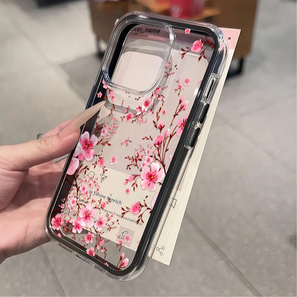 Durable Cute Peach Blossom Clear Phone Case Cover