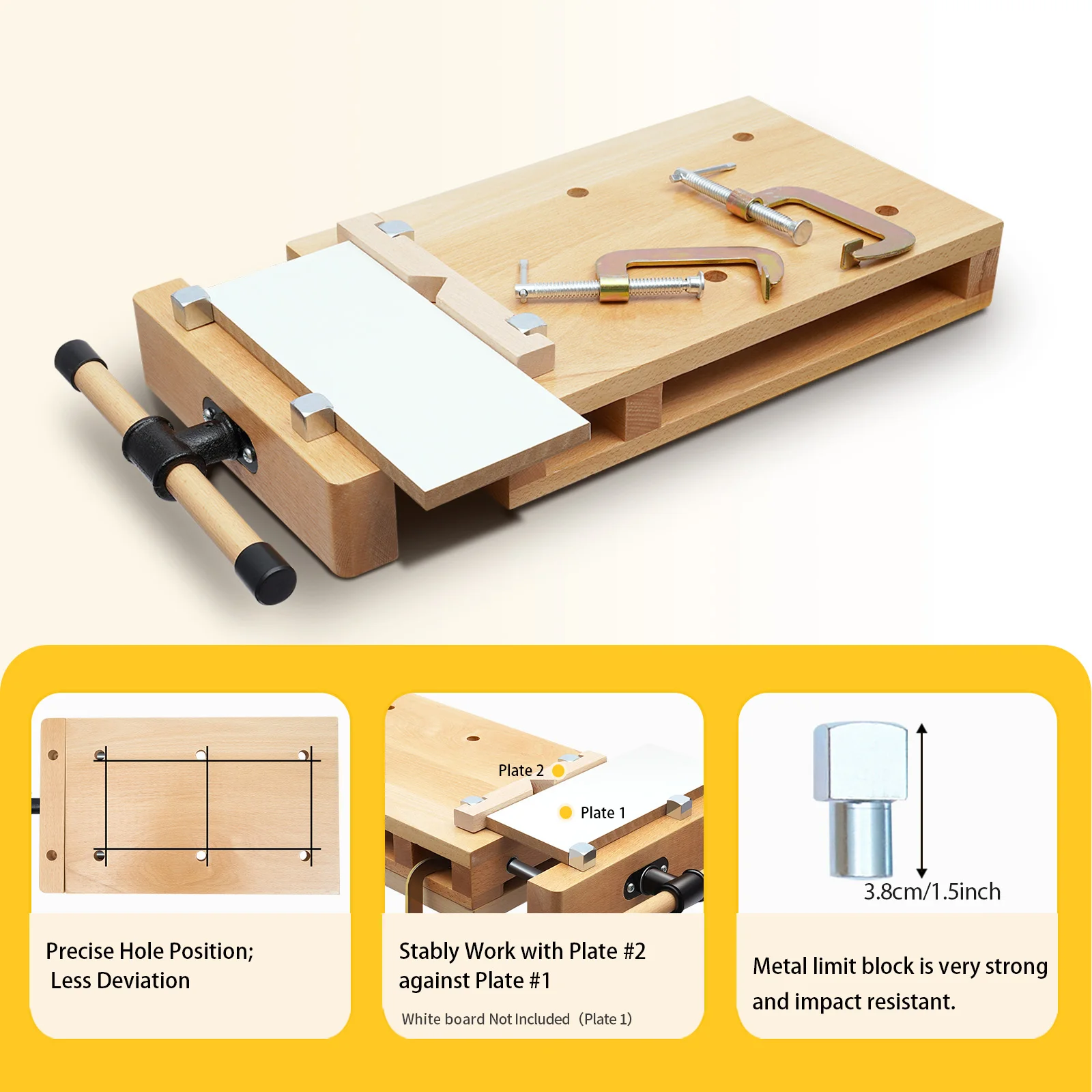 Woodworking Bench Vise with 4 Bench Dogs and 2 Clips Wood Bench Vises Kit for Garage Studios 6
