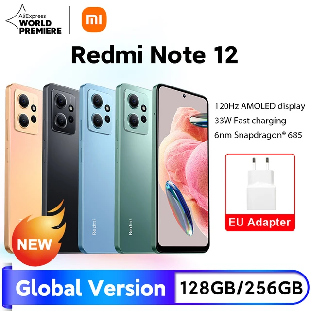 Xiaomi Redmi Note 12, versión Global, 120Hz, AMOLED, 33W, carga