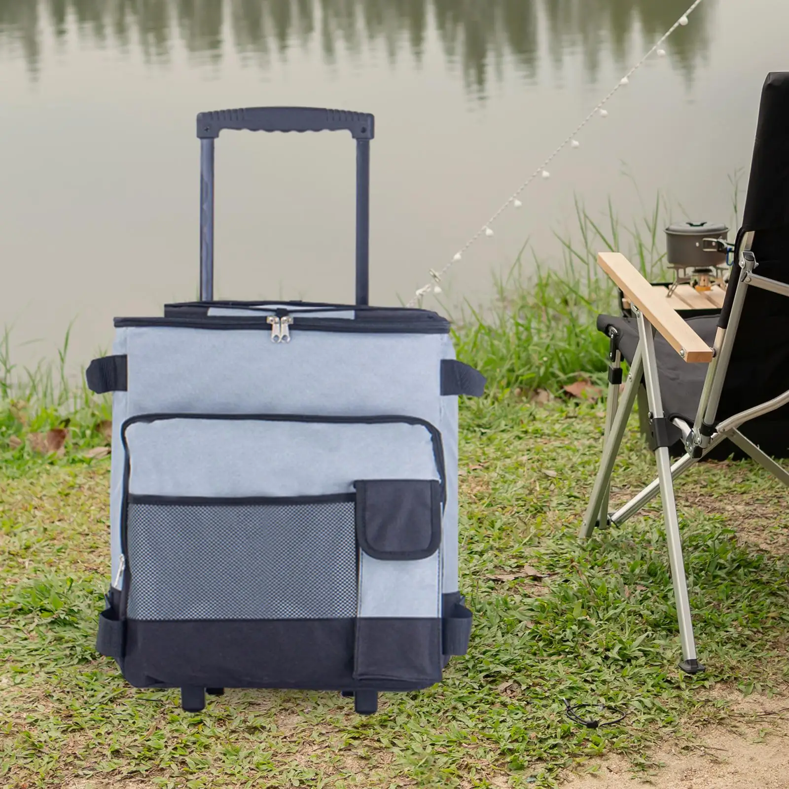 Collapsible Cool Bag Portable Pocket Rolling Cooler Rolling Cart Cooler Bag BBQ Outdoor Travel Car Work