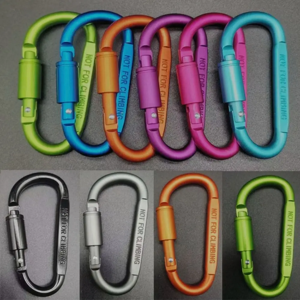 

Multi Colors Sports Keychain High Quality with Lock Aluminium Alloy D-shape Carabiner Climbing Button Outdoor Tool